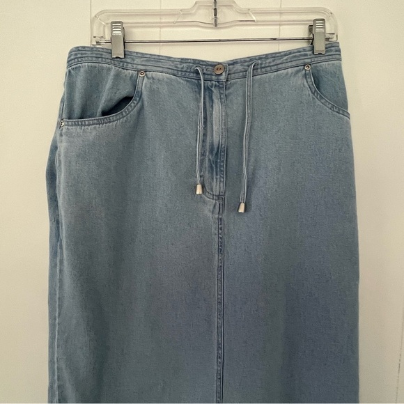 Susan Bristol Long Chambray Denim Maxi Jean Skirt Slit in back Size 8 - Picture 3 of 14